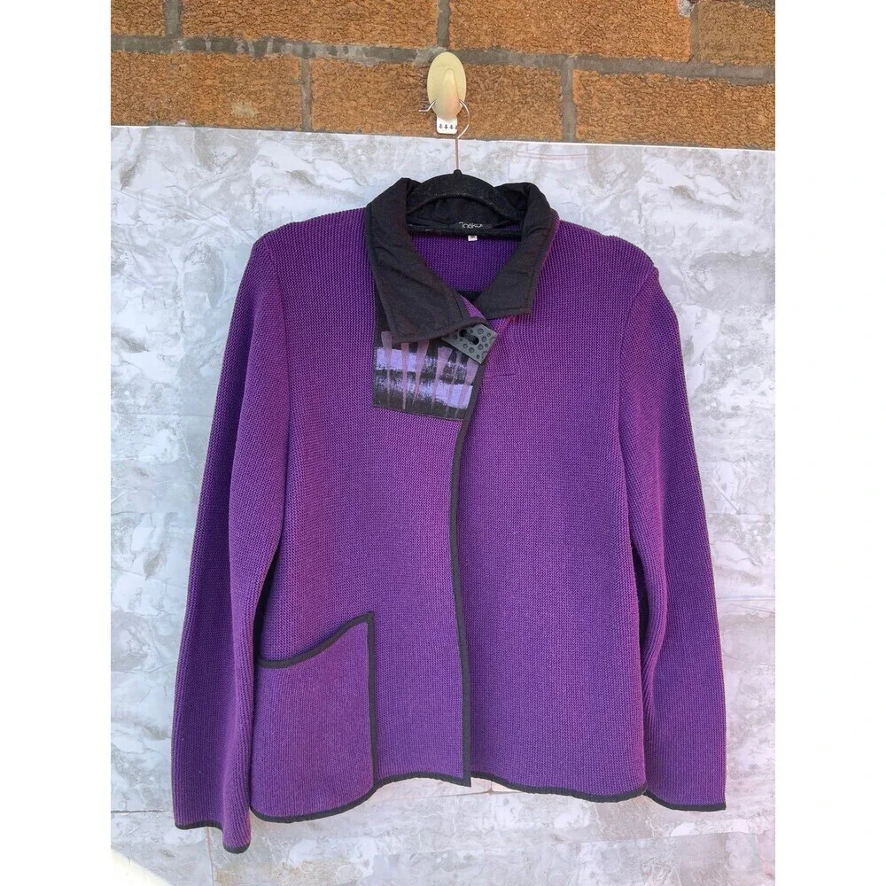 Vintage Jaskar Purple Knit Sweater | Hand Painted Whimsigothic Eclectic Core M